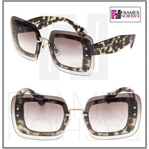 Miu Miu Reveal Shield Sunglasses MU02RS Transparent Green Brown Havana 02R