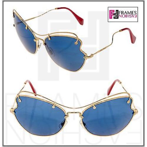 Miu Miu Scenique Butterfly 56R Blue Red Gold Oversized Sunglasses MU56RS