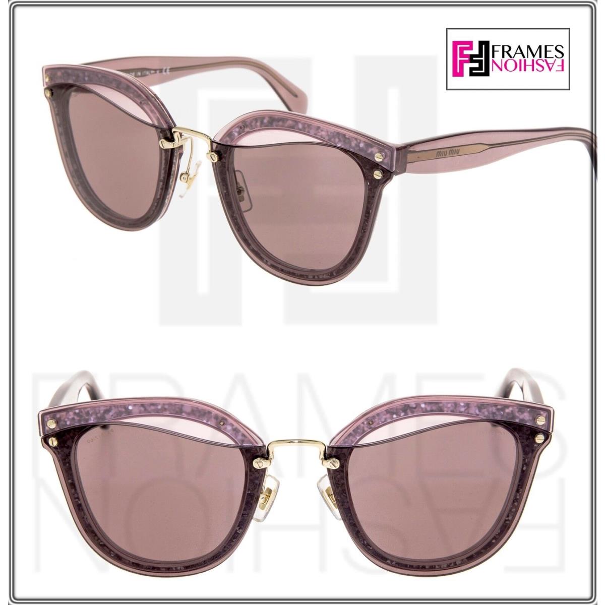 Miu Miu Reveal Evolution Glitter 03T Transparent Pink Purple Sunglasses MU03TS - Frame: Pink, Lens: Pink Purple