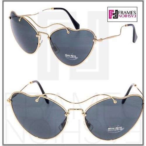 Miu Miu Scenique Cat Eye 55R Black Gold Cat Eye Metal Sunglasses MU55RS