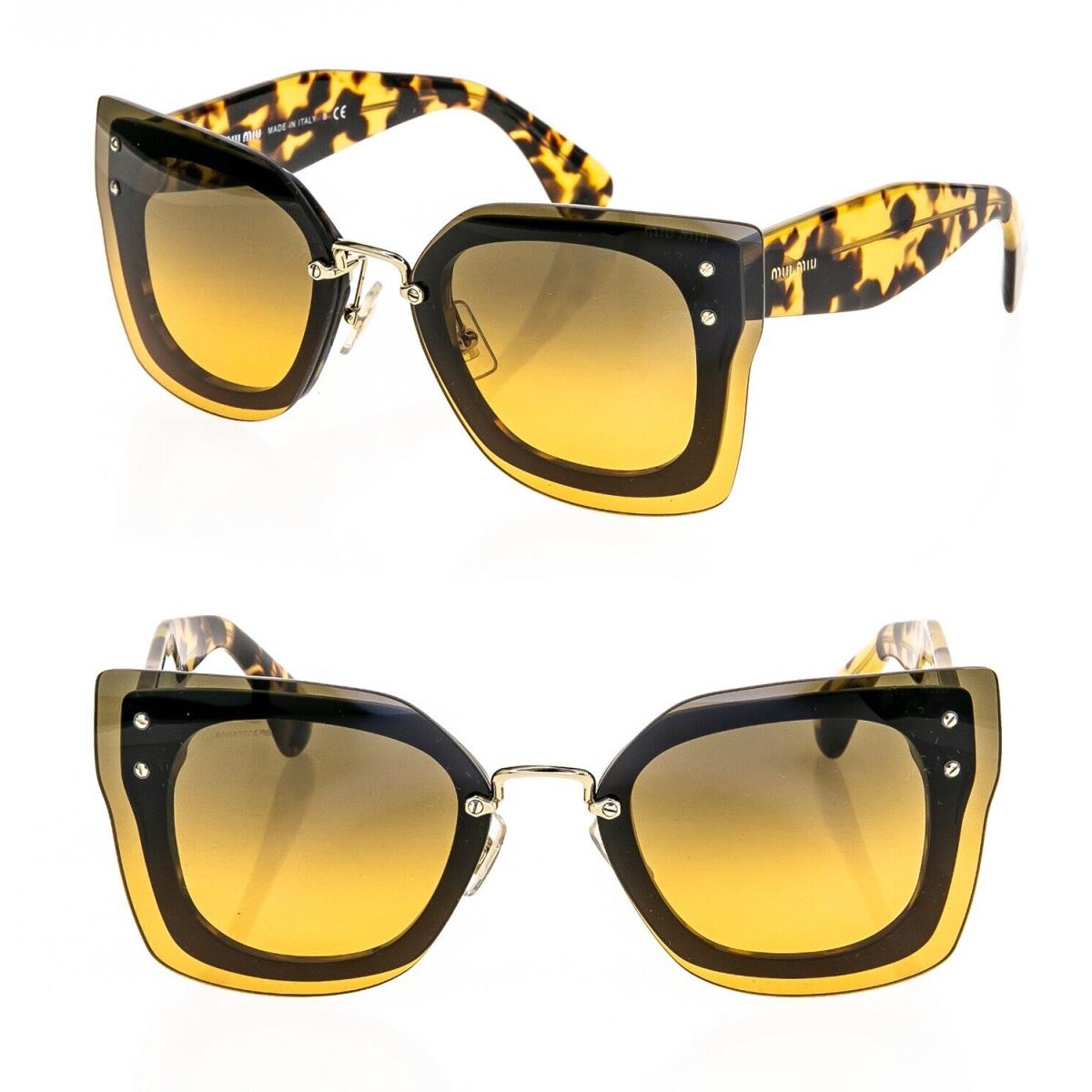 Miu Miu Reveal 04R Square Oversized Sunglasses MU04RS Brown Tortoiseshell Orange