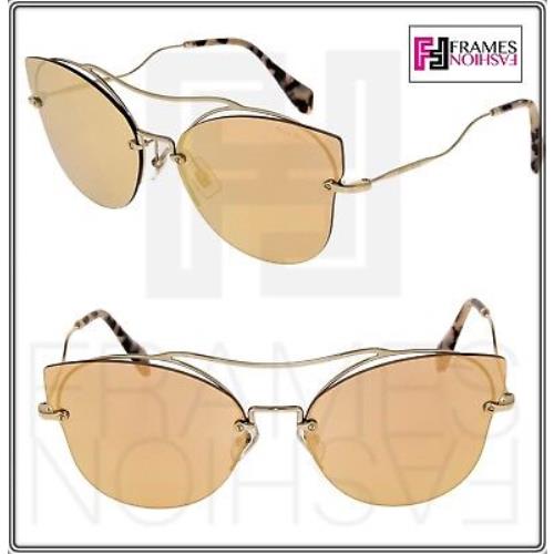 Miu Miu Scenique Butterfly 52S Pale Gold Mirrored Peach Shield Sunglasses MU52SS