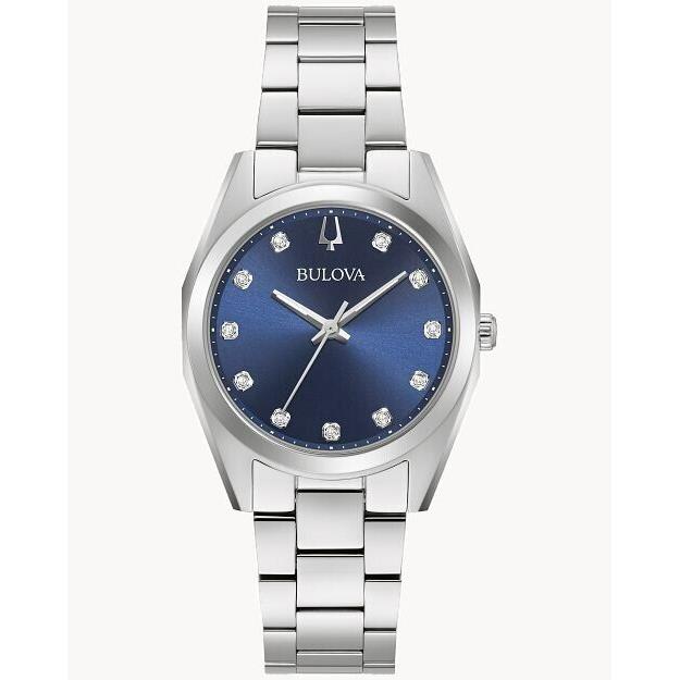 Bulova Surveyor Quartz Diamond Marker Blue Dial Women`s Watch 96P229 - Dial: Blue, Band: Silver