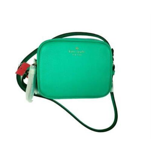 Green Kate Spade Mulberry Street Pyper Double Zipper Crossbody Bag - Green Exterior, Beige Lining, Green Handle/Strap