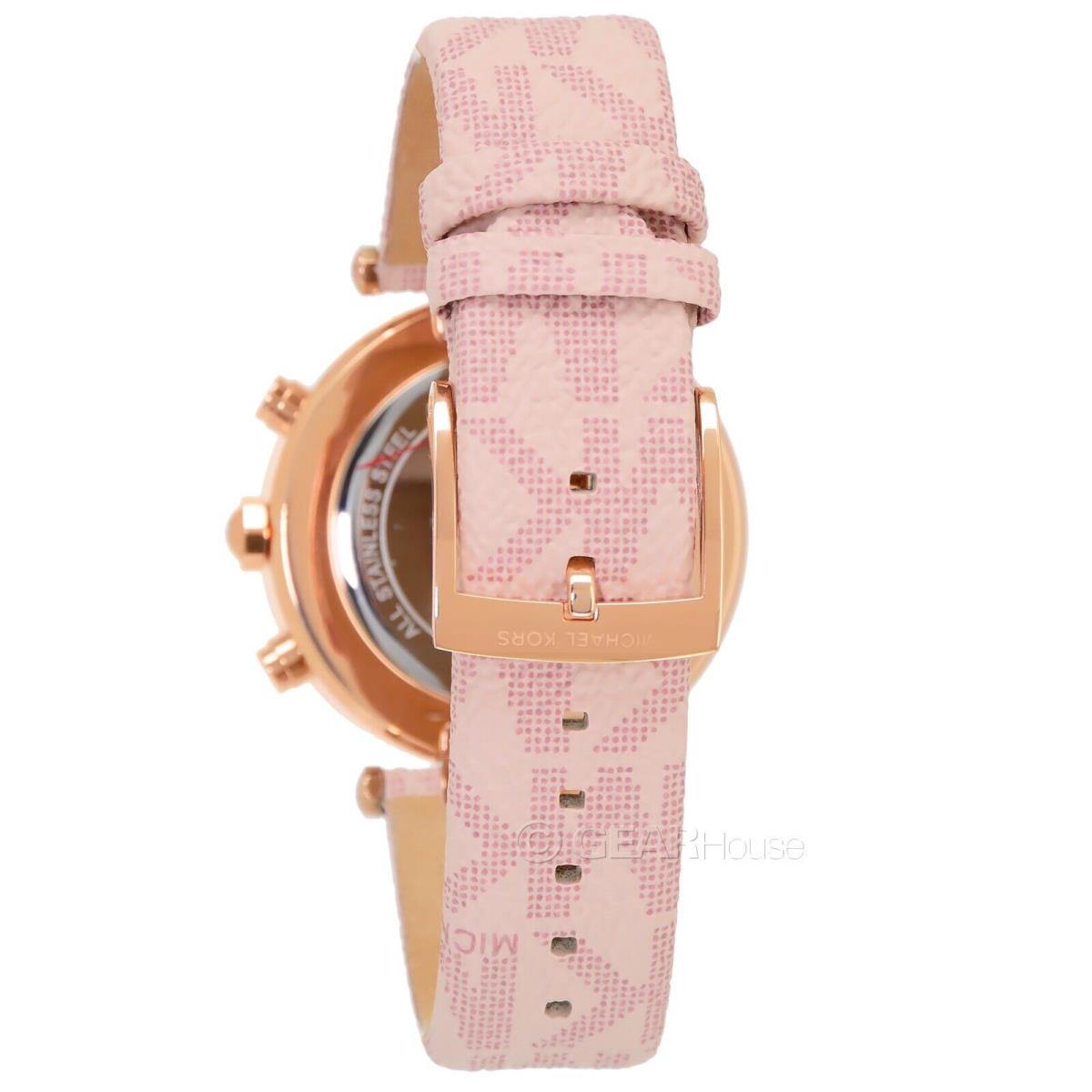Michael Kors Parker Womens Chronograph Watch White Dial Rose Gold Pink Pvc Band