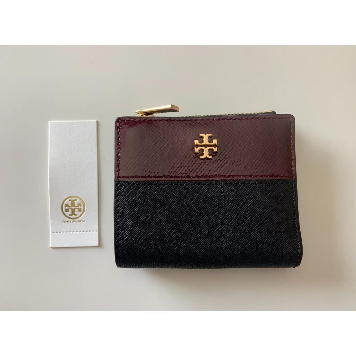 Tory Burch 75384-013 Emerson Mixed-materials Mini Wallet Black/ivory