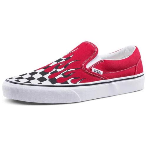 Vans Classic Slip-on SZ 3.5 Checker Flame Red White Skate Shoes VN0A38F7RX5 - Red