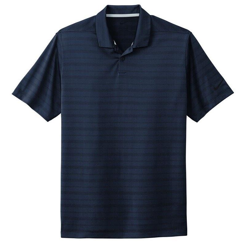 Men`s Nike Dri Fit Moisture Wicking Jacquard Stripe Polo Short Sleeve. XS-4XL NAVY BLUE