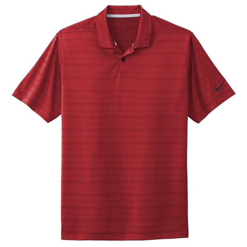 Men`s Nike Dri Fit Moisture Wicking Jacquard Stripe Polo Short Sleeve. XS-4XL TEAM RED