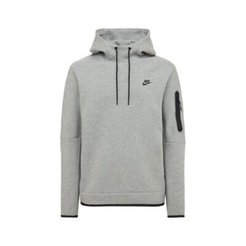 Nike Men`s Sportswear Tech Fleece Hoodie Dark Grey Heather DD5174-063 - Grey