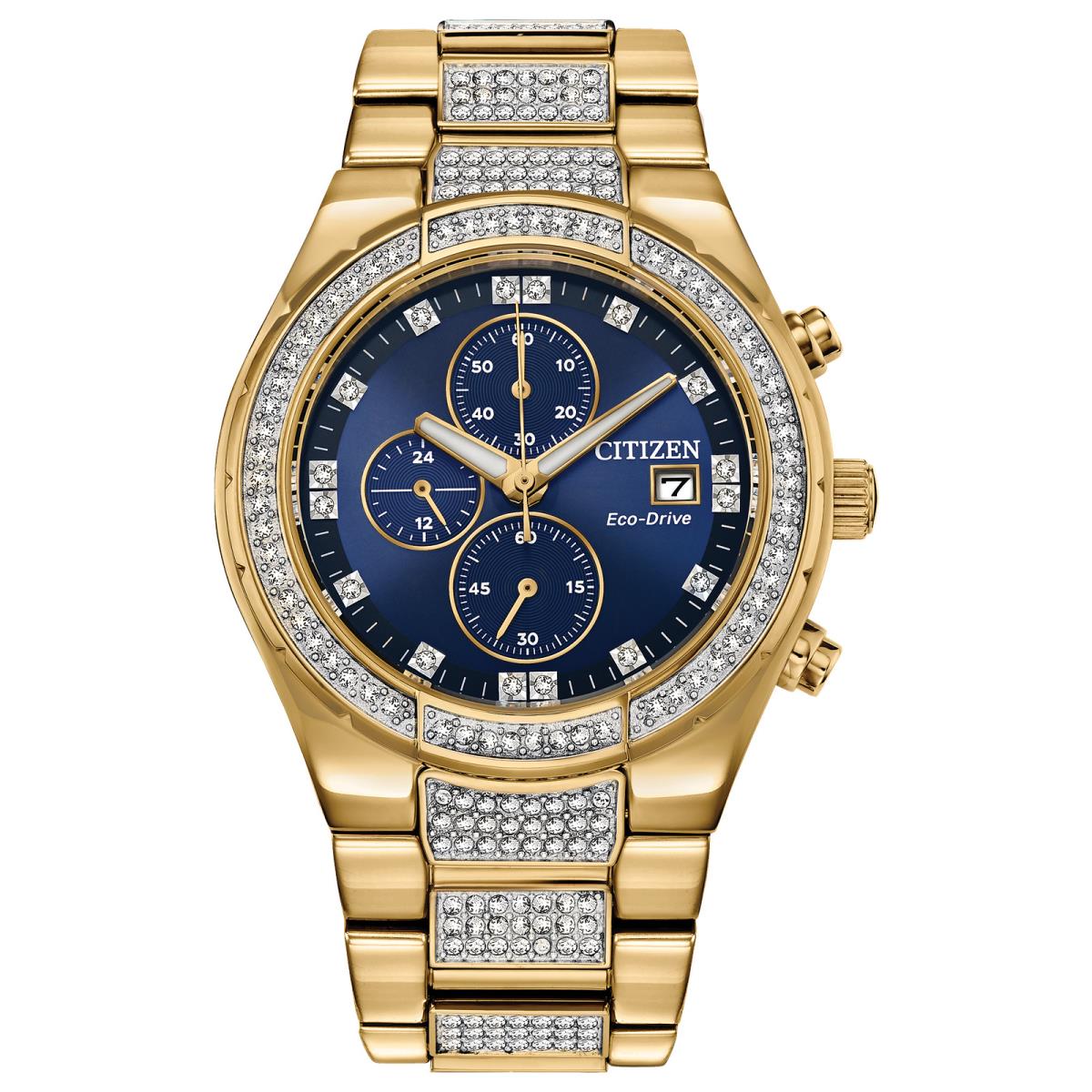 Citizen Crystal Chronograph Blue Dial Men`s Watch CA0752-58L