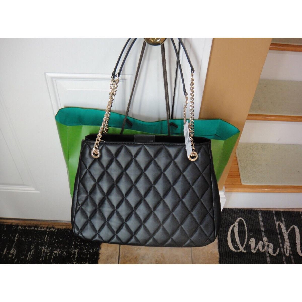 Kate Spade New York Carey Quilted Leather Large Tote Bag Chain Shoulder In  Black - Kate Spade bag - 196021216824