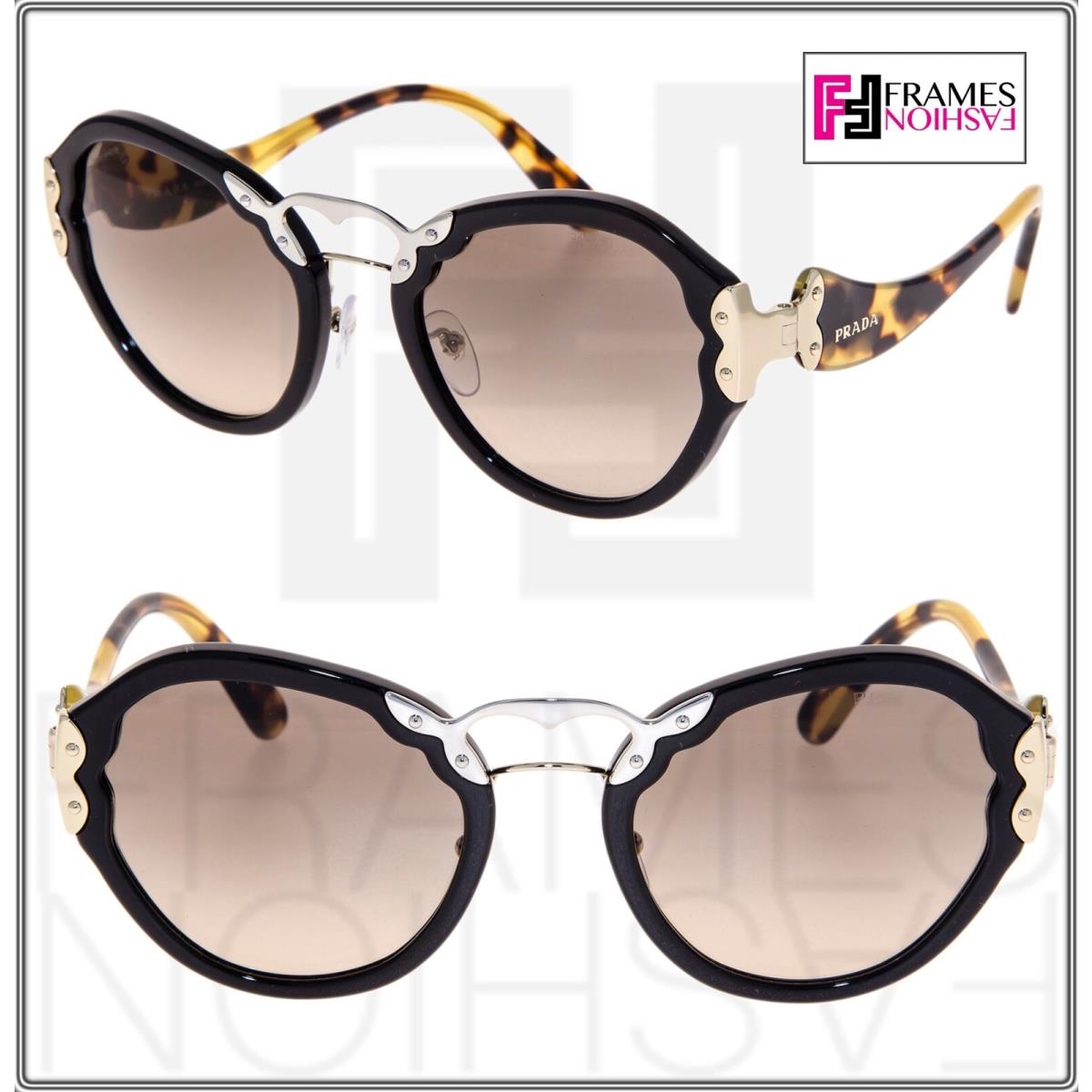 Prada Wanderer Oversized PR09TS Black Havana Gold Sunglasses 09T 1AB-3D0