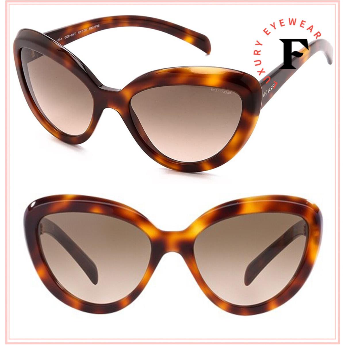 Prada Ornate PR08RS Brown Havana Cat Eye Sunglasses 08R TKR-3D0 57mm