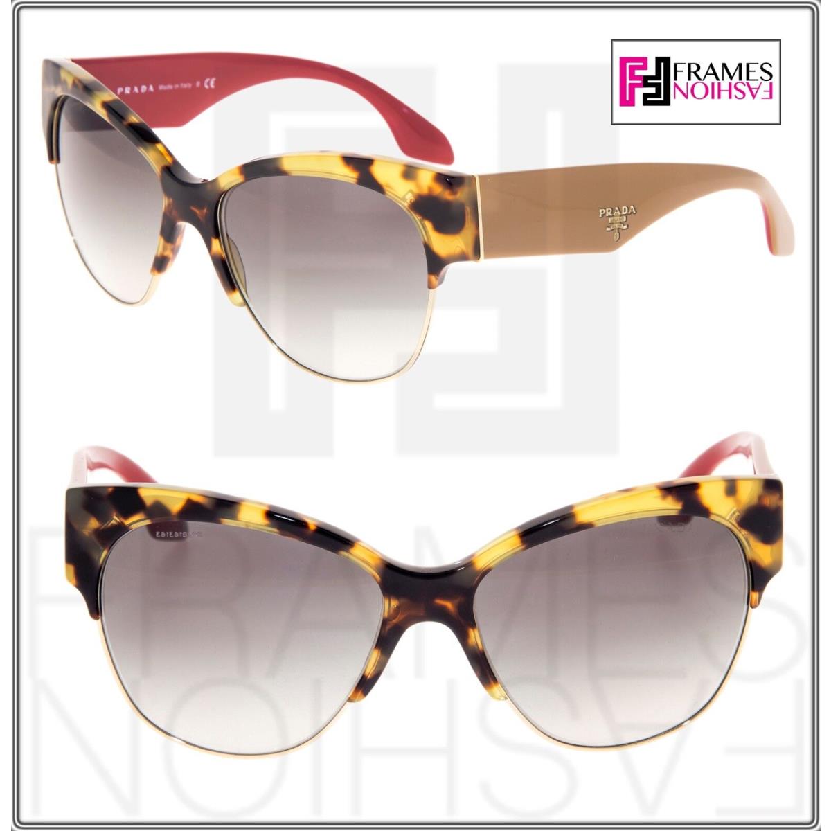 Prada Cat Eye Chunky PR11RS Tortoise Beige Red Gradient Sunglasses 11R Women