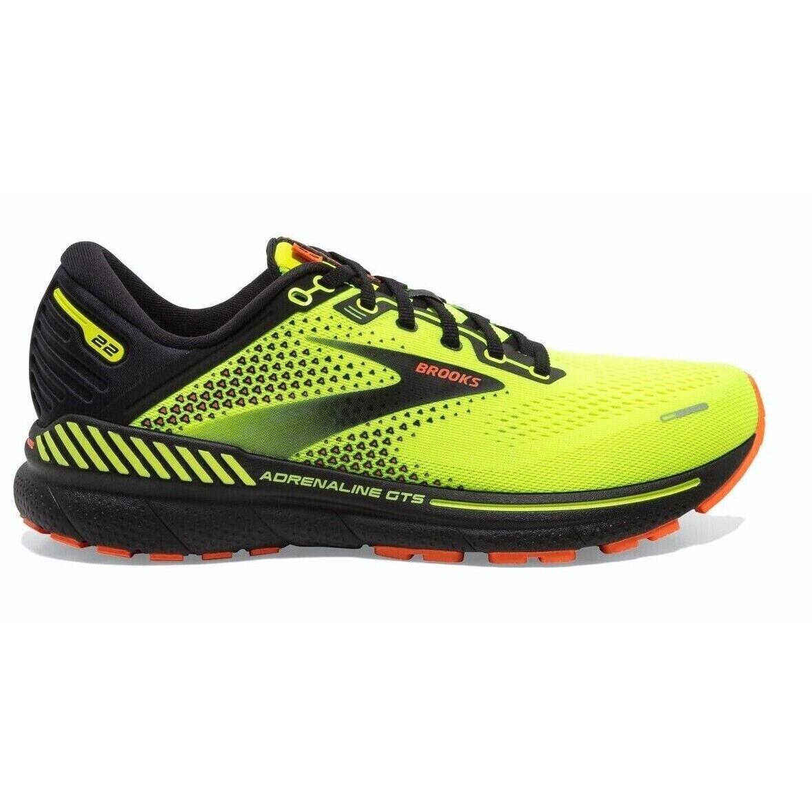 Men`s Brooks Adrenaline Gts 22 Cushion Smart Support Everyday Running Shoes Nightlife/Black/Flame - 736