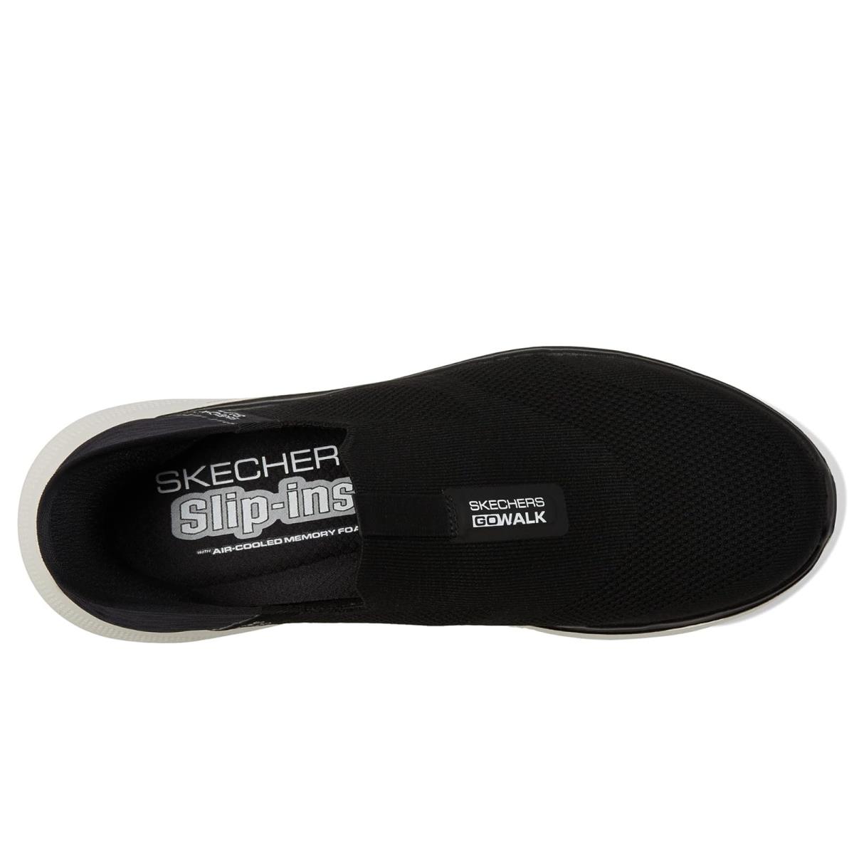 Man`s Shoes Skechers Performance Go Walk 6 Slip-ins - Easy On Black/White