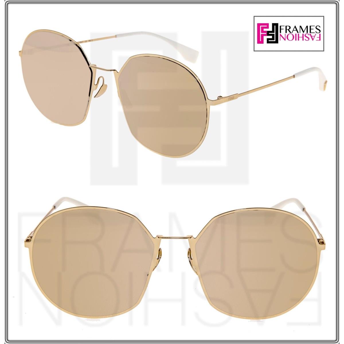 Fendi Eyeline FF0313FS Pale Gold Mirrored Flat Metal 0313 Oversized Sunglasses