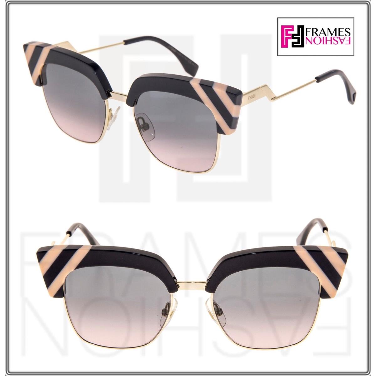 Fendi Waves FF0241S Black Peach Stripe Pink Gradient Sunglasses Cat Eye 0241