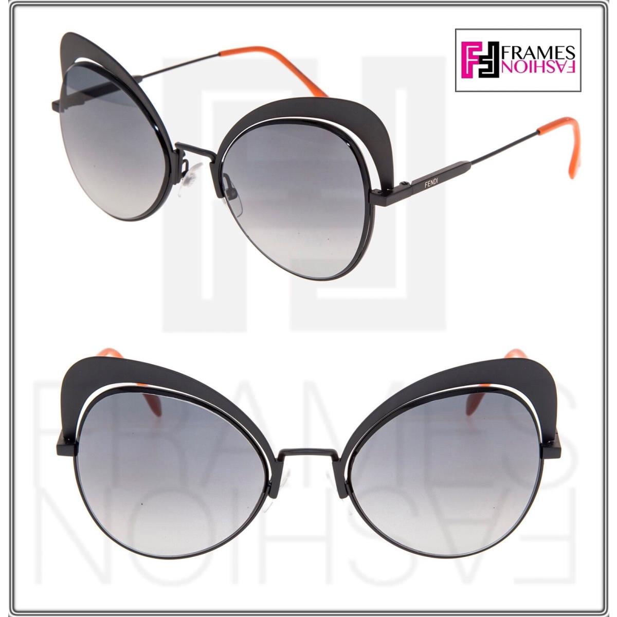 Fendi Eyeshine FF0247S Matte Black Coral Metal Sunglasses Round Runway 0247