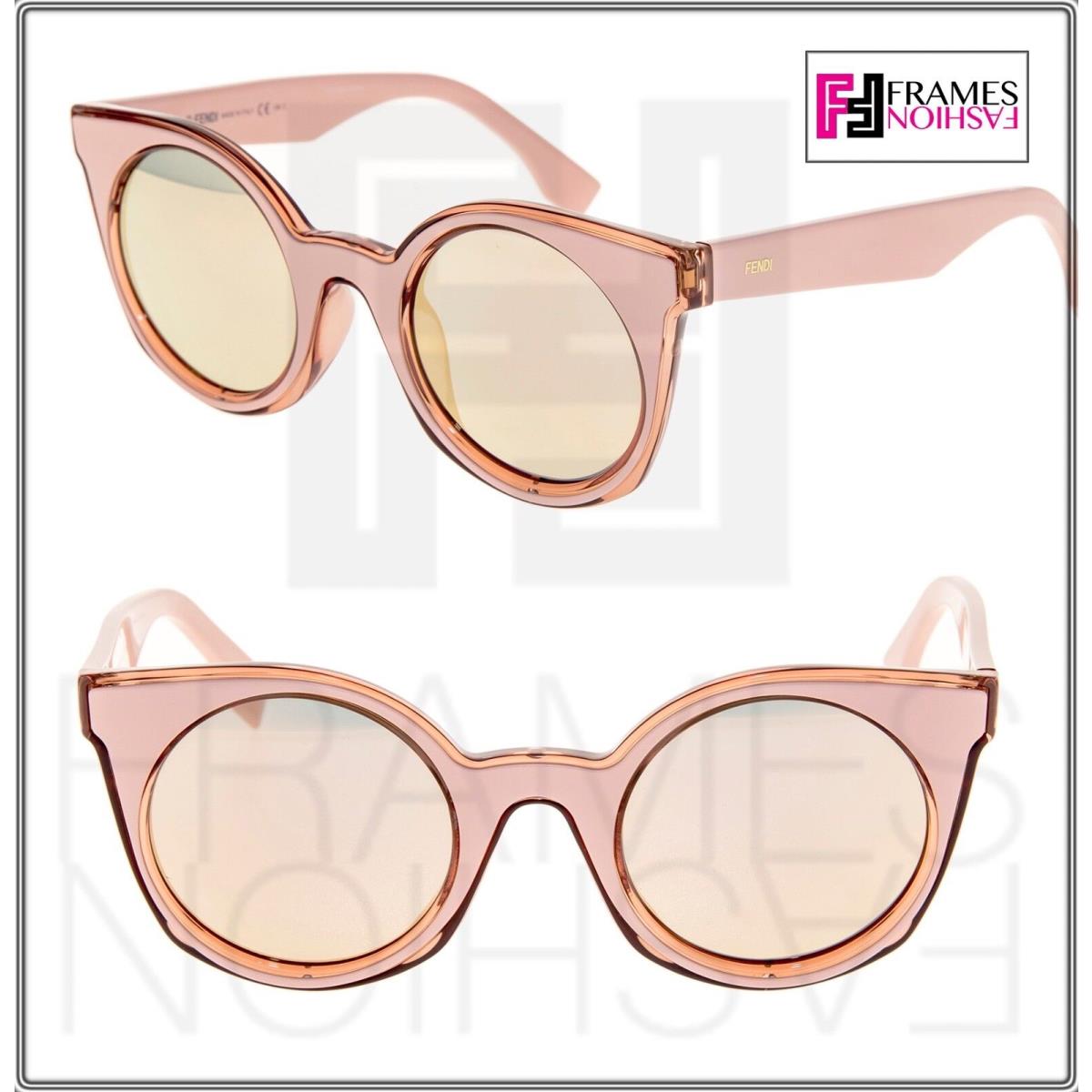 Fendi BE You FF0196FS Pink Rose Gold Mirrored Sunglasses Cat Eye Runway 0196