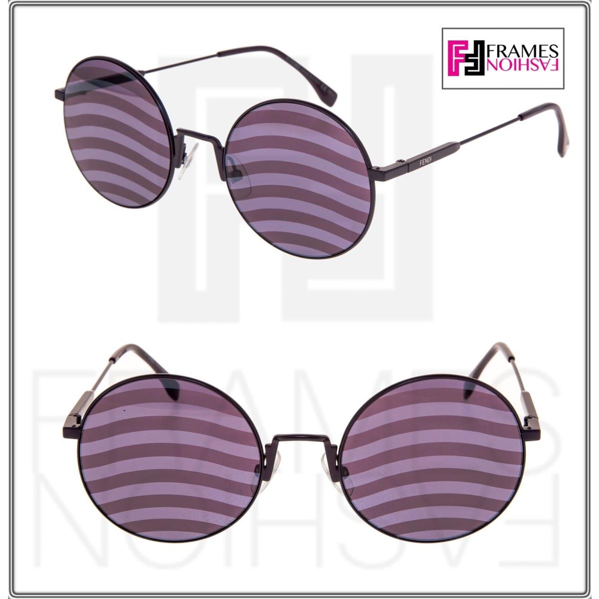 Fendi 0248 Waves FF0248S Violet Stripe Flash Mirrored Sunglasses Round Runway