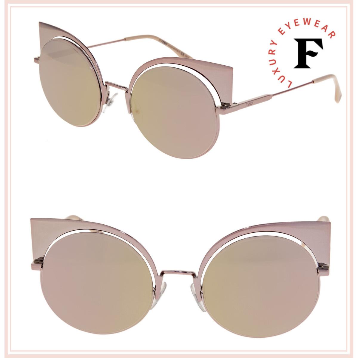 Fendi Eyeshine 0177 Metal Rose Pink Mirrored Sunglasses FF0177S Women