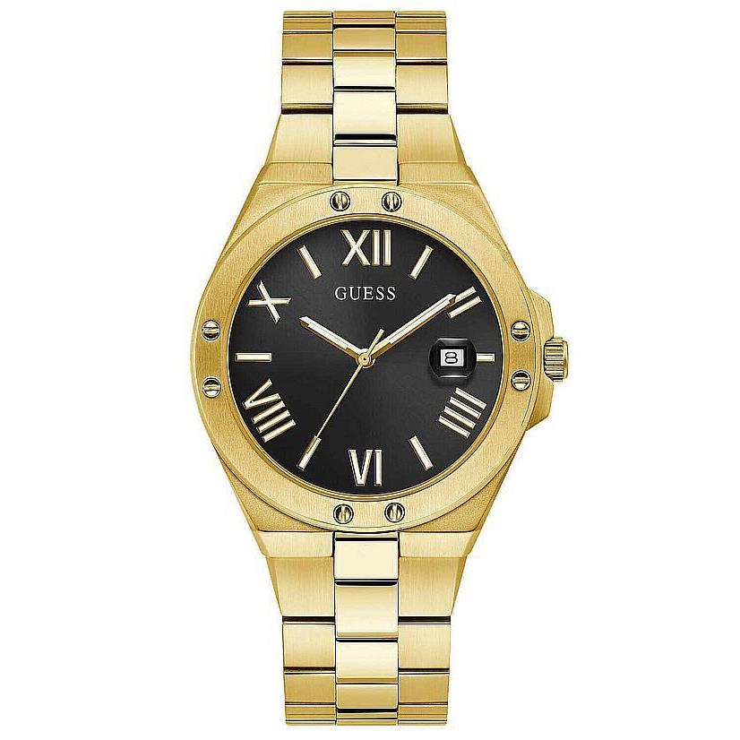 Men`s Guess Classic Gold Tone Steel Black Dial Watch GW0276G2