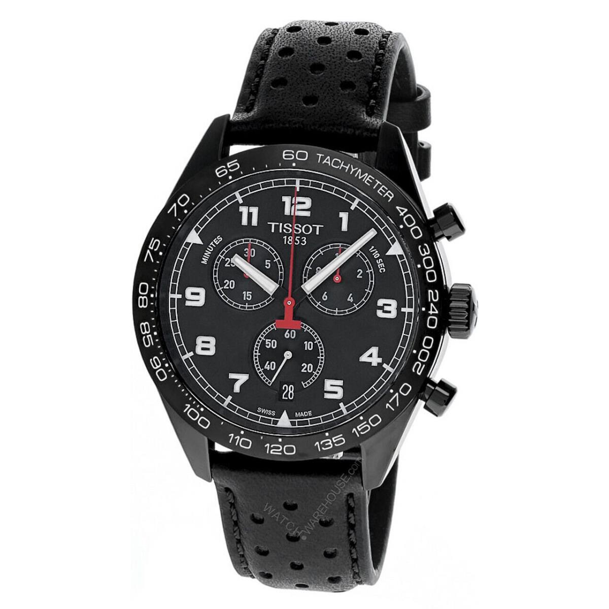 Tissot Prs Chrono 45MM Black Dial Leather Men`s Watch T131.617.36.052.00