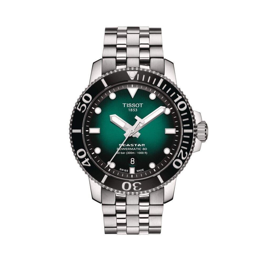 Tissot Seastar 1000 Powermatic 80 Green Black Dial Men`s Watch T1204071109101