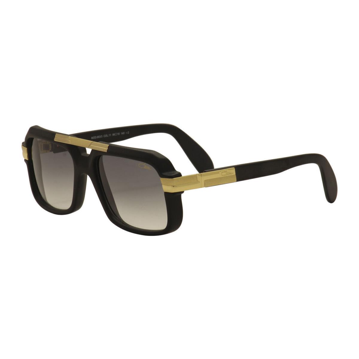 Cazal Sunglasses 663/3 011 Matte Black Gold Frames Gray Lens 56MM