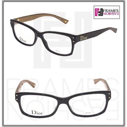 Christian Dior CD3202 Black Havana Gold Square 52mm Optical Eyeglasses Unisex