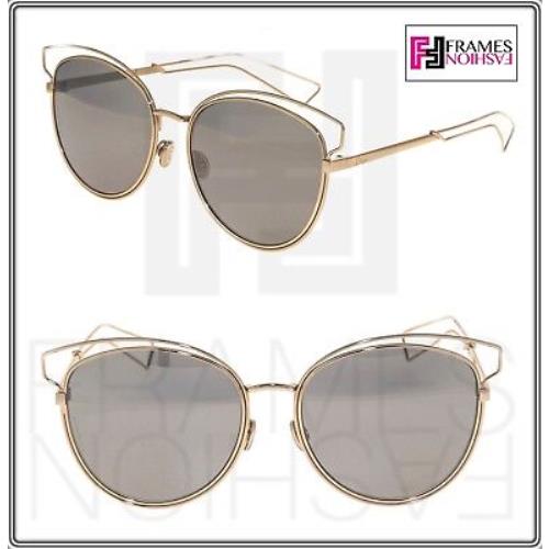 Christian Dior Sideral 2 Pale Rose Gold Mirrored Metal Oversized Sunglasses - Frame: Pale Gold, Lens: Silver