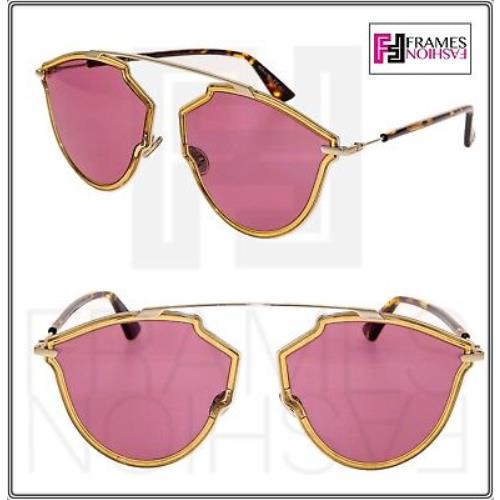 Christian Dior SO Real Rise Gold Yellow Pink Aviator Sunglasses Sorealrise