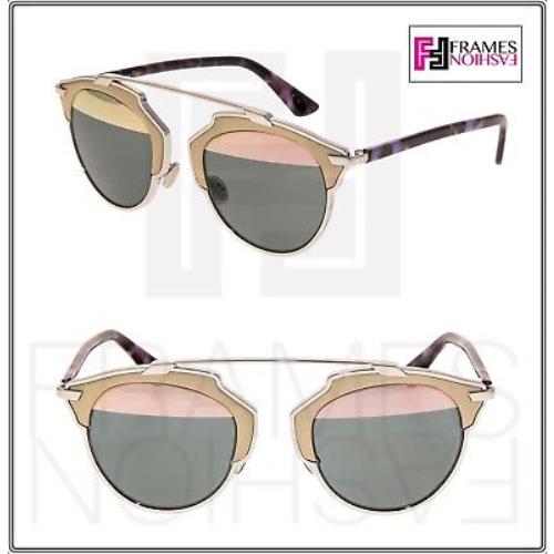 Christian Dior SO Real Palladium Beige Leather Mauve Havana Sunglass Diorsoreal