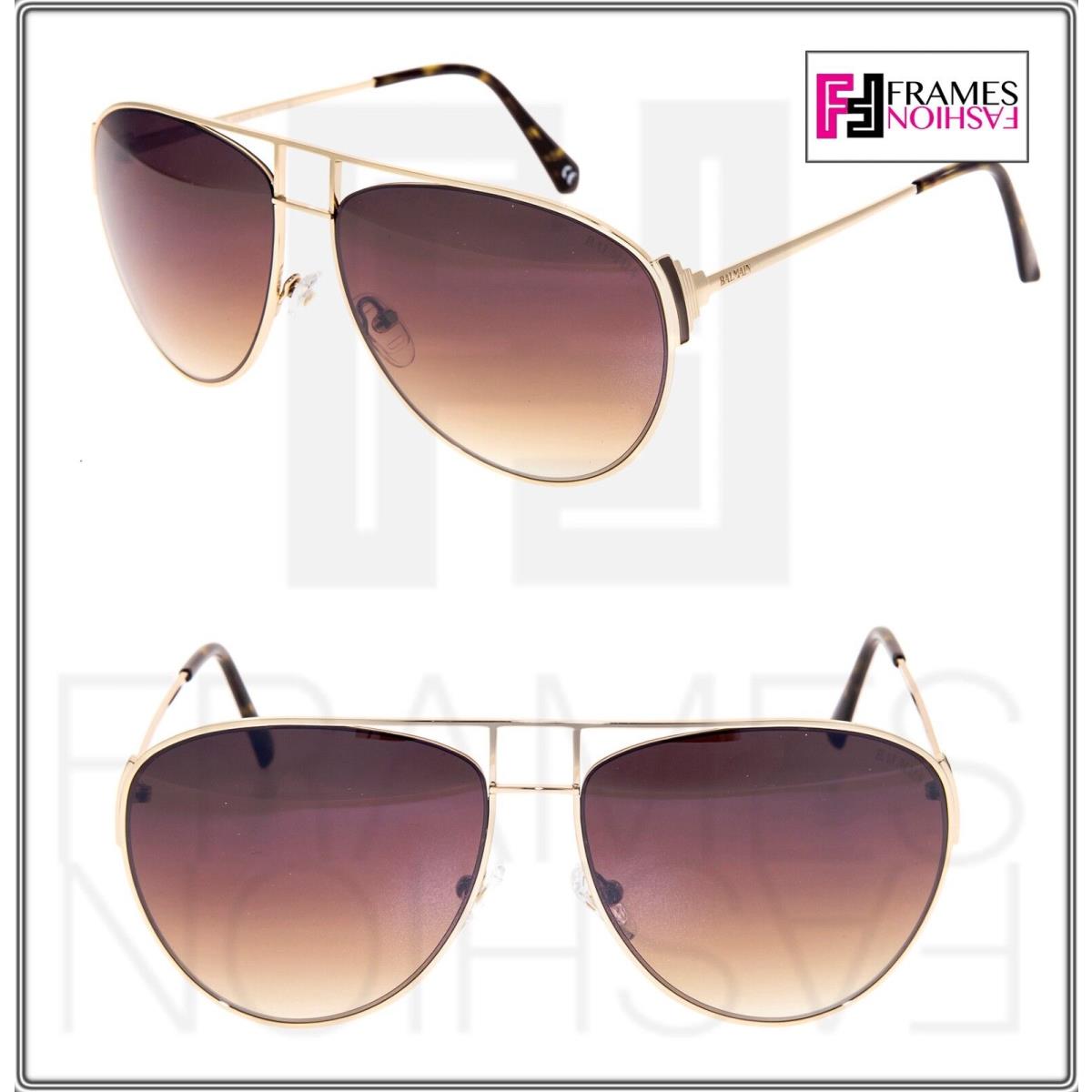 Balmain BL 2524 Gold Brown Gradient Unisex Aviator Metal Sunglasses BL2524