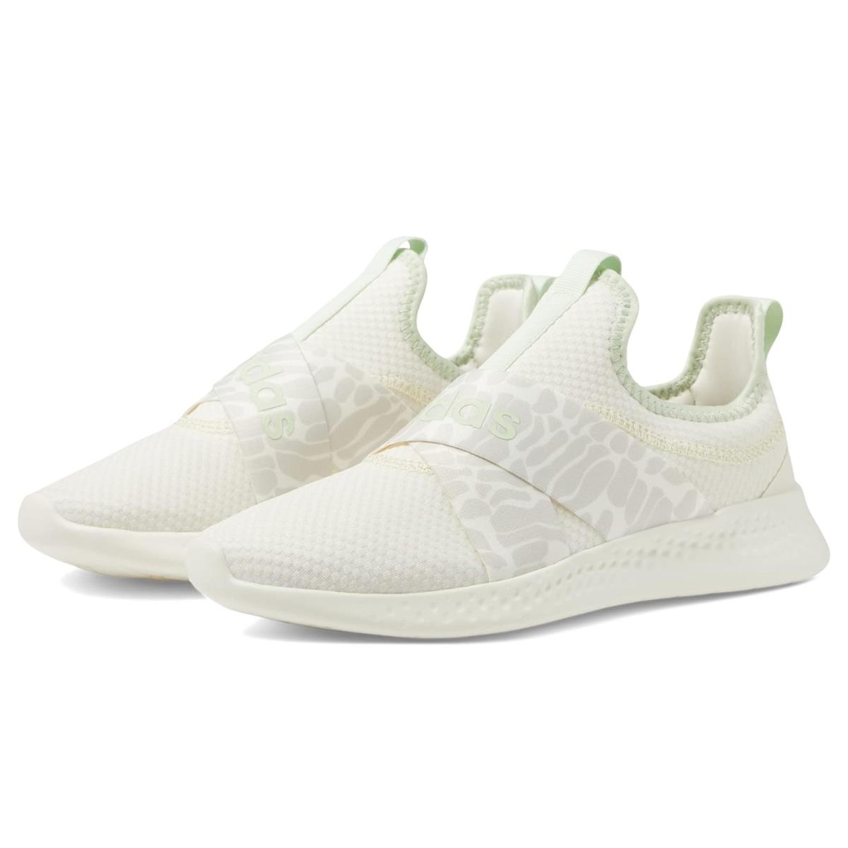 Woman`s Sneakers Athletic Shoes Adidas Running Puremotion Adapt Chalk White/Linen Green/Alumina