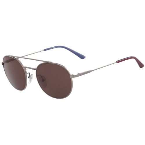 Calvin Klein CK18116S-008 Unisex Silver-tone Frame Sunglasses Brown Lens