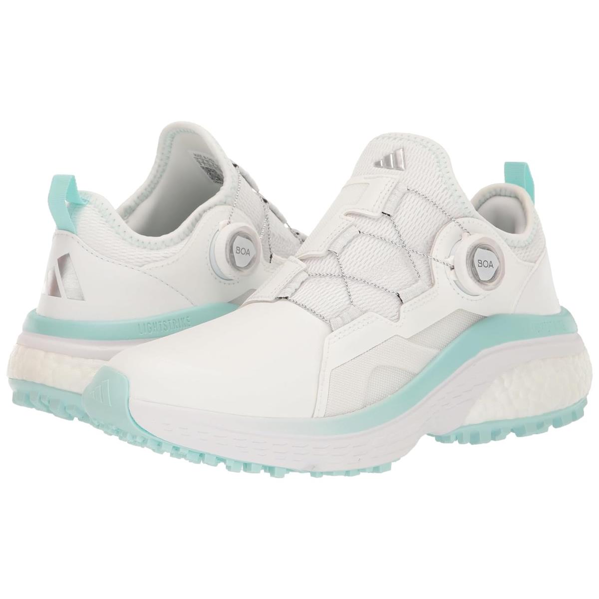 Woman`s Sneakers Athletic Shoes Adidas Golf Solarmotion Boa Golf Shoes Footwear White/Silver Metallic/Semi Flash Aqua