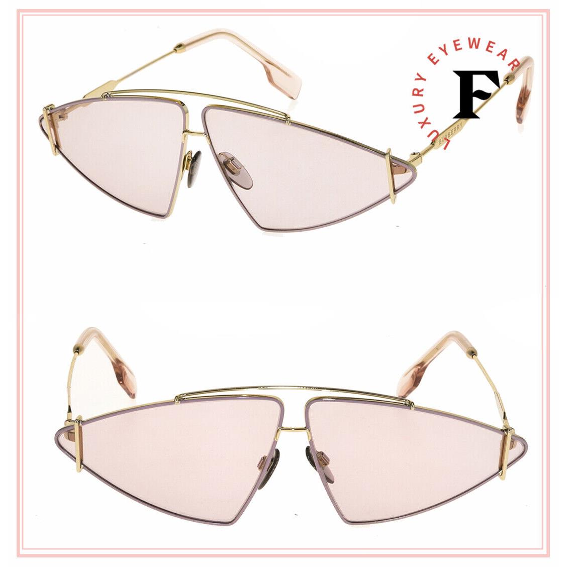 Burberry 3111 Gold Pink Metal Geometric Aviator Sunglasses BE3111S Fashion Style