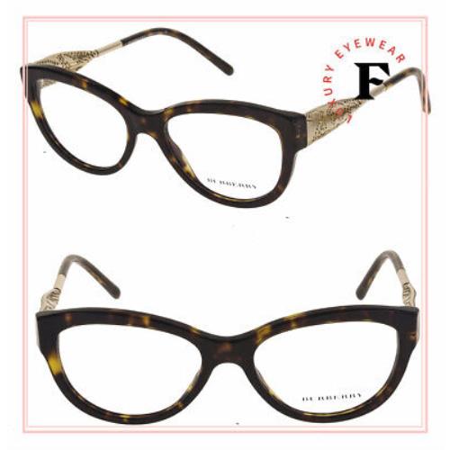 Burberry BE2210 Gabardine Lace Havana Gold Eyeglasses Optical Frame 53mm 2210