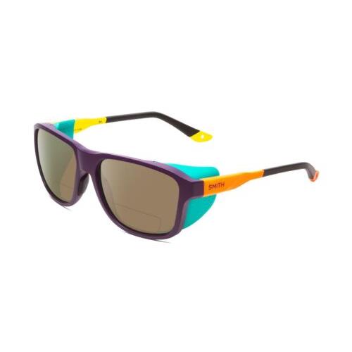 Smith Optic Embark Polarized Bifocal Sunglasses Purple Cinder Brown Hi Viz 58mm Brown