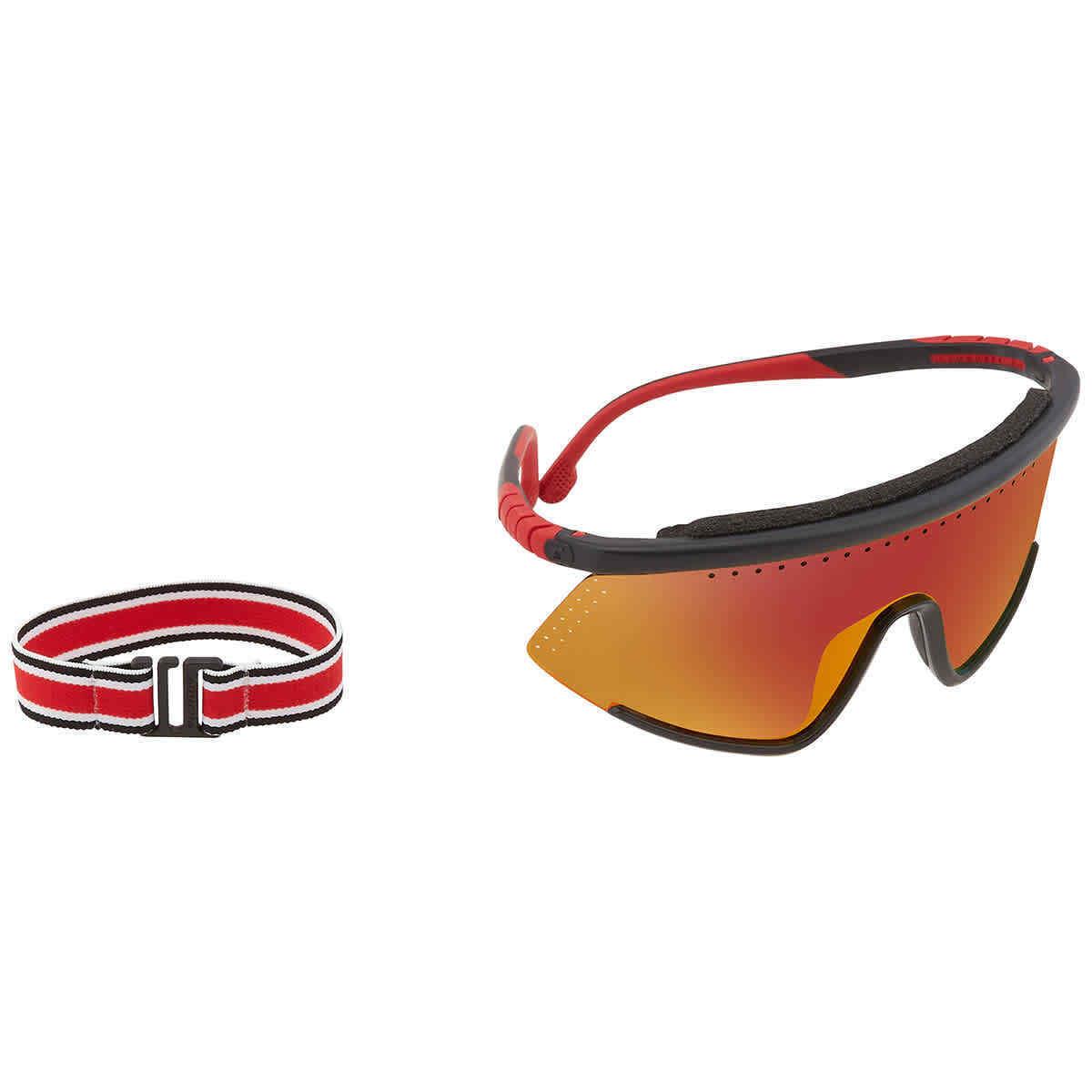 Carrera Red Multilayer Shield Unisex Sunglasses Hyperfit 10/S 0BLX/UZ 99 - Frame: Black, Lens: Red