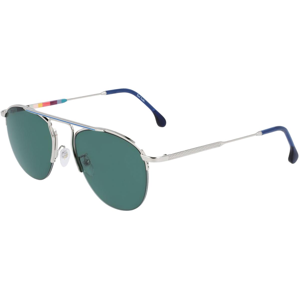 Paul Smith Cactus Handmade Semi-rimless Aviator Sunglasses - PSSN02454 - Italy Shiny Silver-Tone/Green (002)