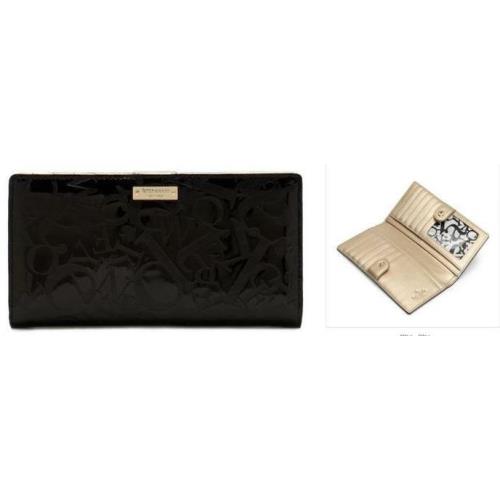 Kate Spade `stacy` Black Embossed Leather Wallet
