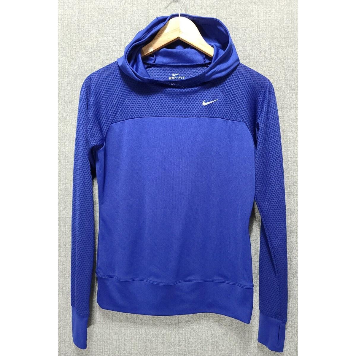 Nike Women`s Dri-fit Hooded Shirt Blue Sz X-small 849880-455