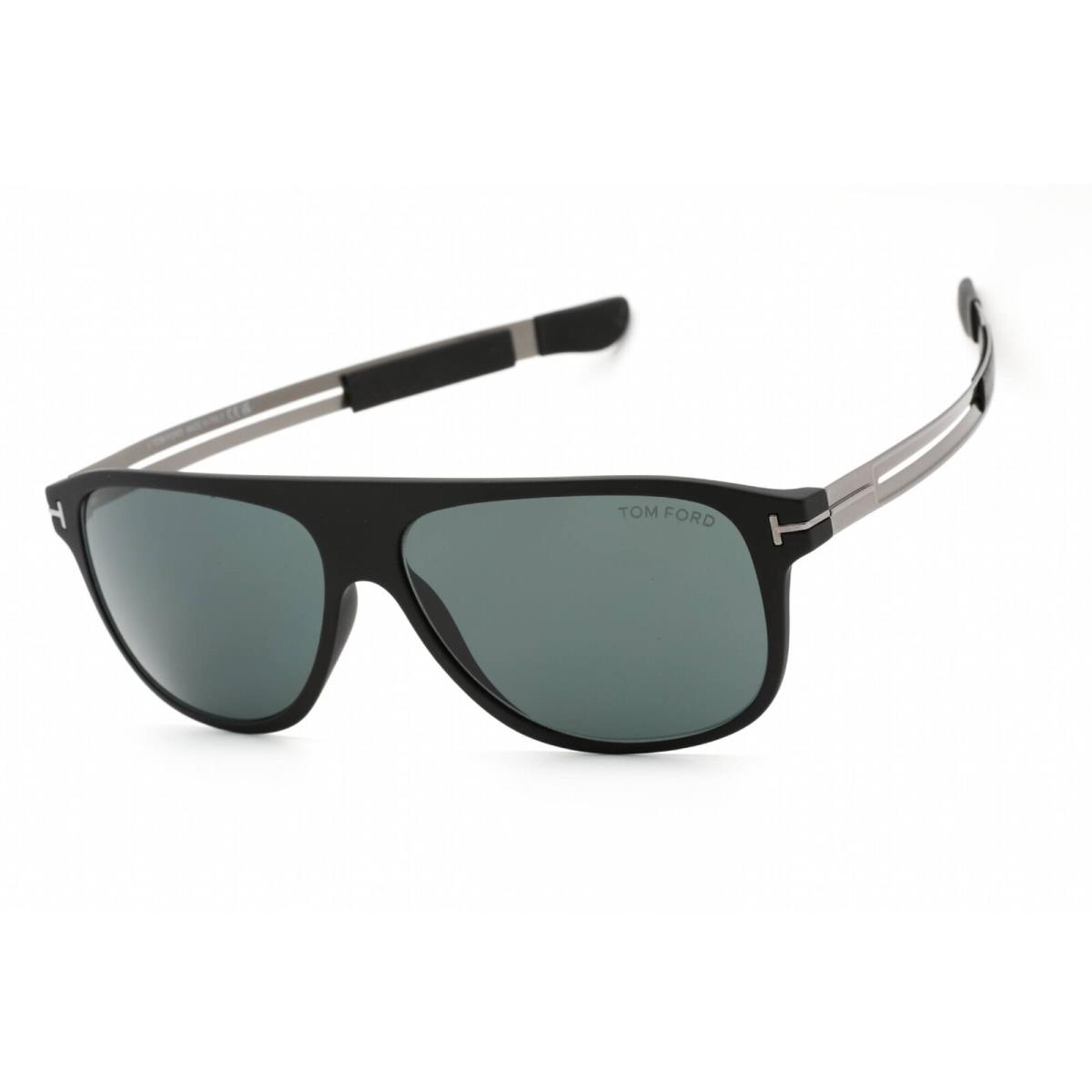 Tom Ford Men`s Sunglasses Matte Black Rectangular Frame Blue Lens FT0880 02V - Frame: Matte Black, Lens: Blue