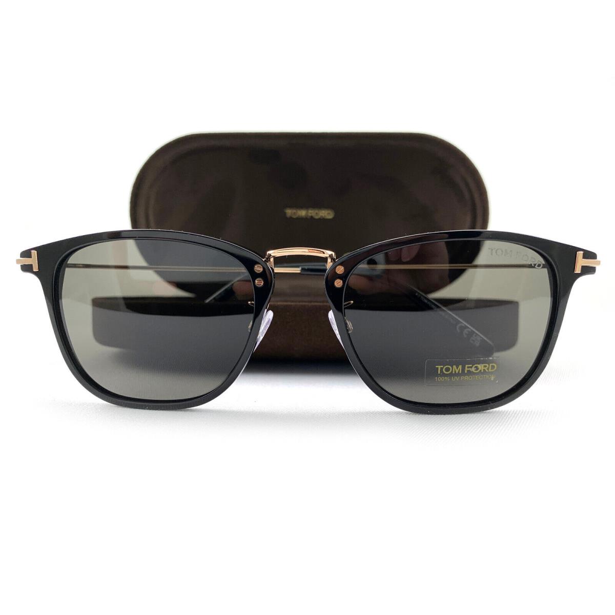 Tom Ford Sunglasses TF672 Beau 01A Black Gold Gray FT0672/S | 004558707329  - Tom Ford sunglasses Beau - Black Frame, Gray Lens | Fash Direct