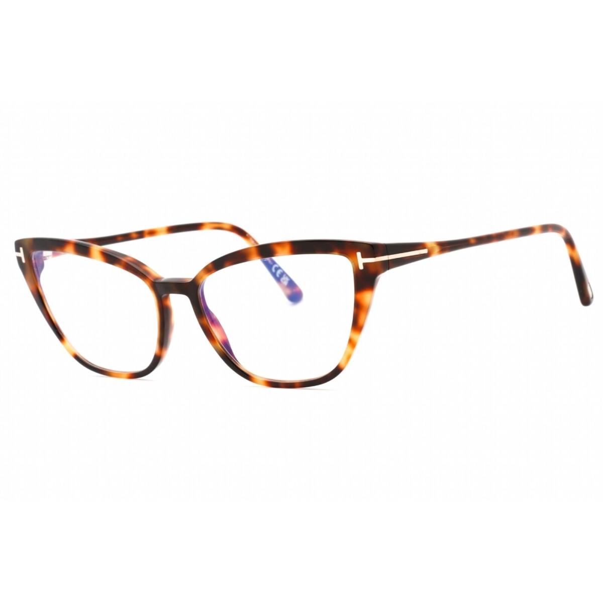 Tom Ford Women`s Eyeglasses Blonde Havana Plastic Cat Eye Frame FT5825-B 053