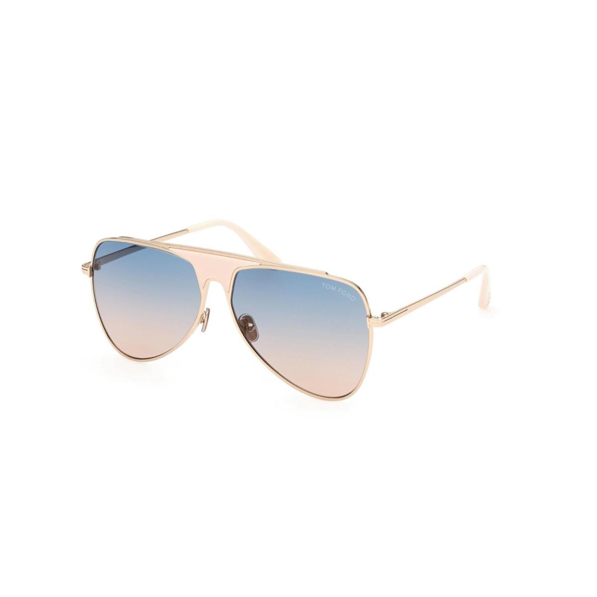 Tom Ford Ethan FT 0935 28W Shiny Rose Gold Gradient Blue Lens Sunglasses